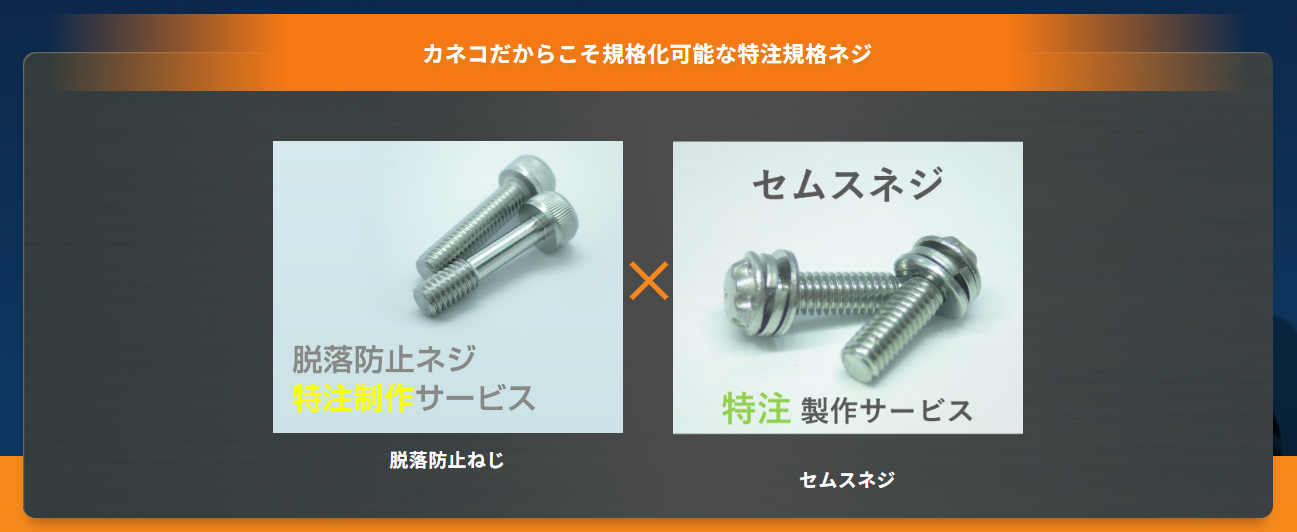 「脱落防止機能と緩み止め機能が搭載されて、かつ作業性がいいカバー部品用のネジがほしい...」、そのお悩み、カネコにお任せ！